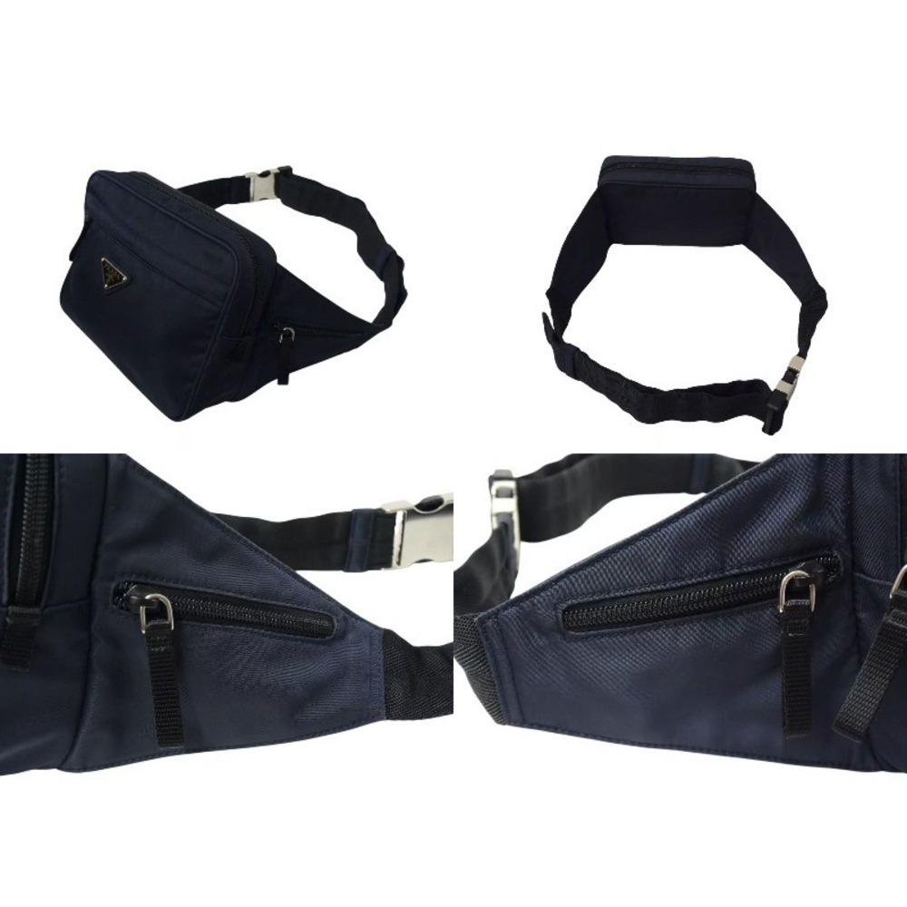 Prada Logo Blue Triangle Shoulder Waist Black Navy Bag - Picture 4 of 9